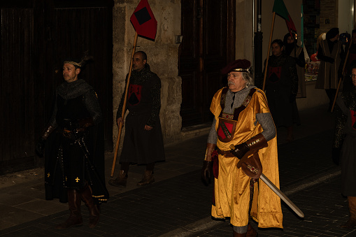 Tordesillas, Valladolid-Spain, March 4, 2023; theatrical representation performed by the residents of Tordesillas, of the arrival of Queen Juana I 