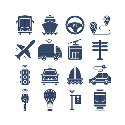 Flex vector icon set for Smart Transportation.