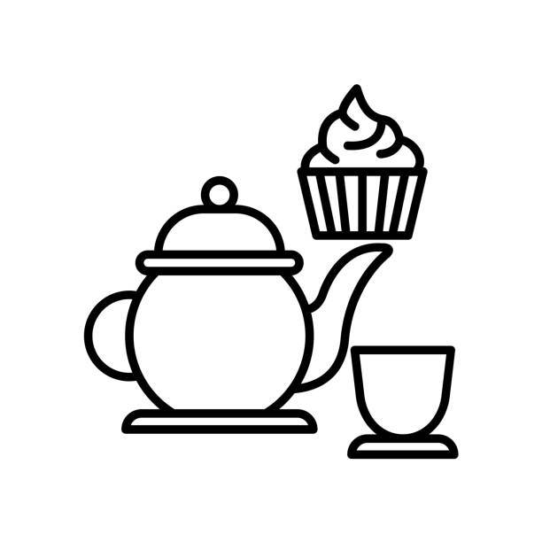 ilustrações de stock, clip art, desenhos animados e ícones de afternoon tea icon - 6008