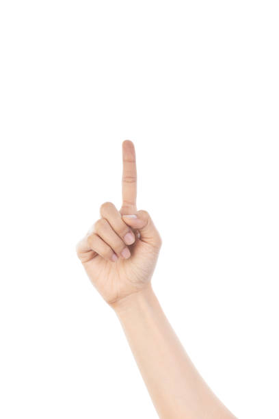 istock Female hand pointing isolated on white background with clipping path. 1980454051