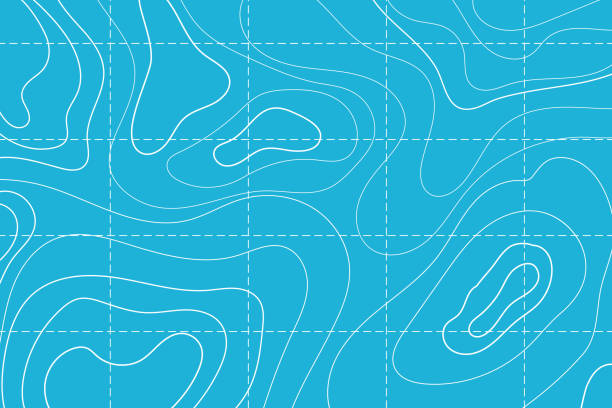 топографическая карта с контурной сеткой воды, океана, рельефа моря, глубины. морская, картографическая абстрактная область. векторная илл� - физическая география stock illustrations