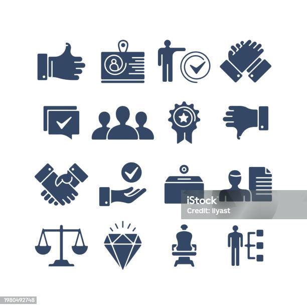 Flex Icon Set For Leadership Justice Stock Illustration Download