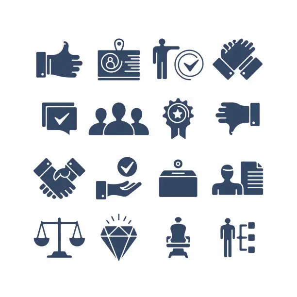 Vector illustration of Flex Icon Set for Leadership & Justice