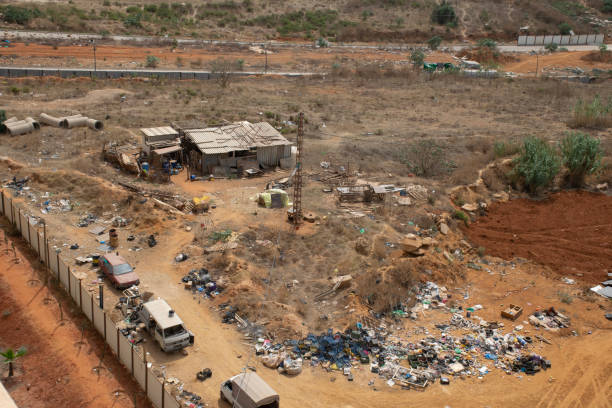 istock Aerial view of  an abandoned dirt plot. 1980505600