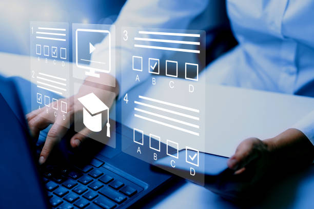 istock E-learning, education, online exam concept. Choose correct answer. Education internet online digital technology concept 1980516659