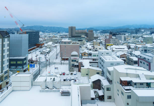 日本の高山市の雪の村