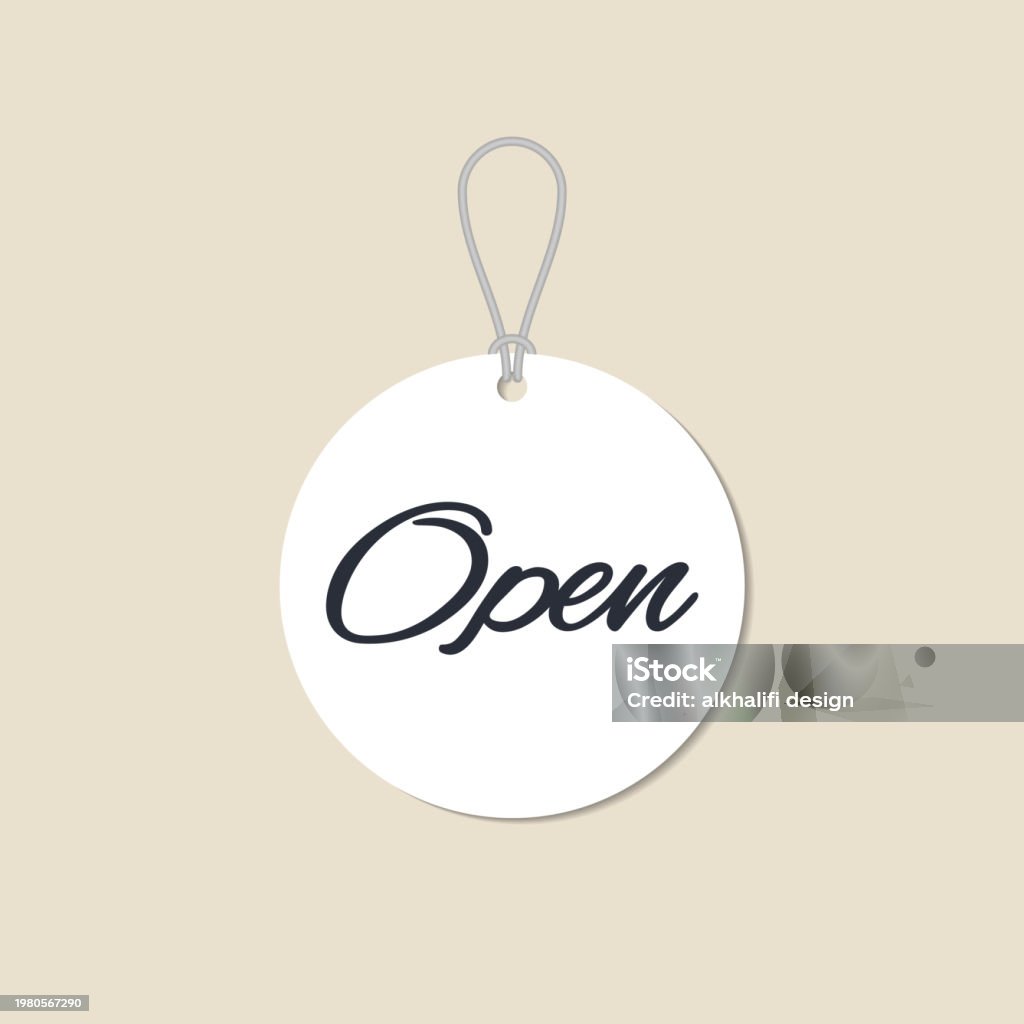Paper Open Sign Hanging Open Sign In Circle White Paper Stock Illustration - Download ...