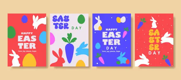 Vector illustration of happy easter greeting card  fashion  commercial  banner, cover, social media with flat design