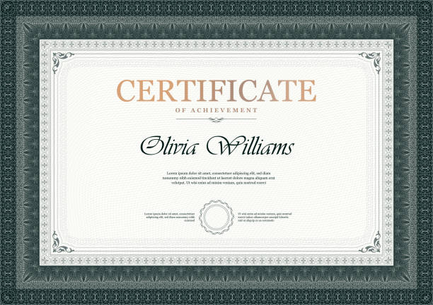 Certificate Diploma Template Vector certificate of achievement, appreciation template. Simple stylish diploma design template. award certificate stock illustrations