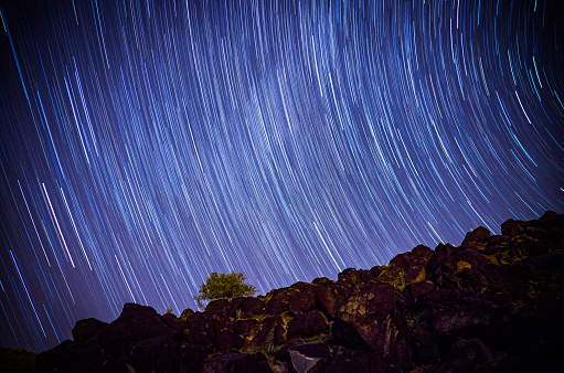 Star Trails showing the earth's rotation at Petroglyph National Monument