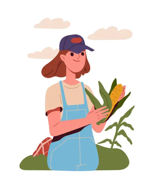 Vector illustration of Farmer at farm vector concept