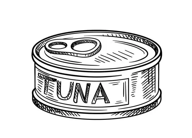 Vector illustration of Tuna seafood vector linear