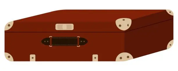 Vector illustration of Brown travel suitcase with corners and handle