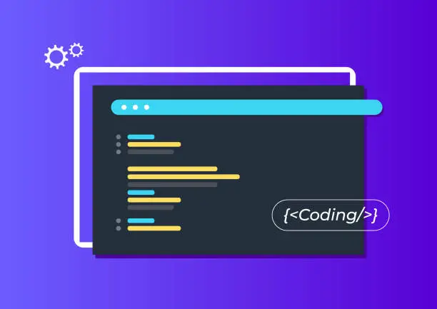 Vector illustration of Programming Code Application Window