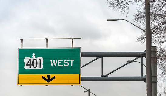 The highway 401 west sign.