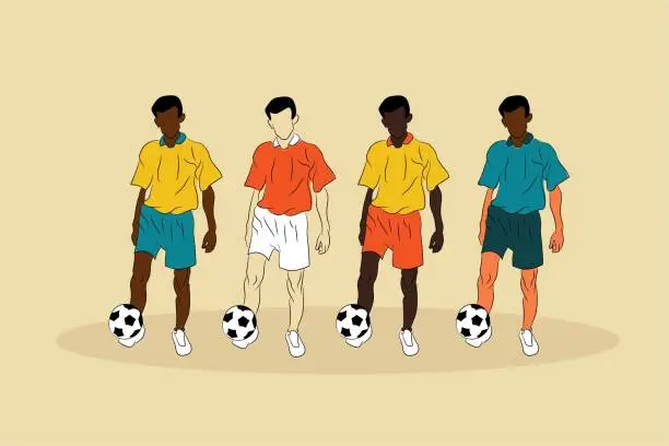 Vector illustration of Soccer players in different jerseys