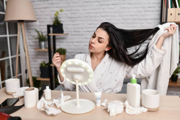 istock Female Getting Ready To Dry Hair After Bath 1980835165