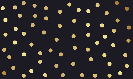 Festive background with gold polka dots on dark