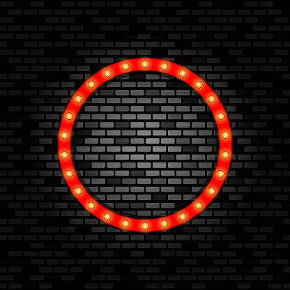 Retro lighting on a brick wall. Space for text in the center.