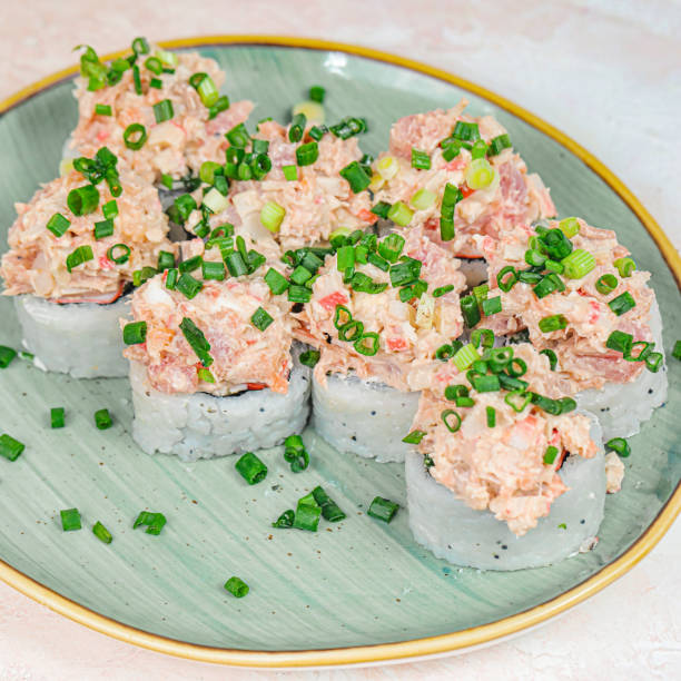 istock Fresh Sushi Plate With Green Onions 1980857011