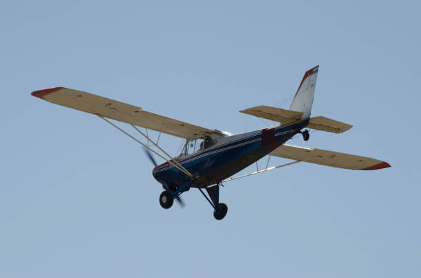 istock A small plane seen from below flying over fields. Light propeller aircraft 1980859597