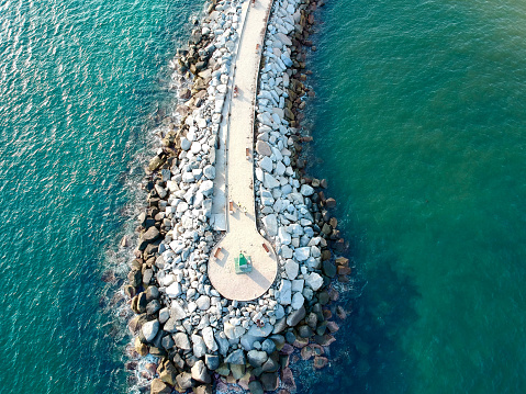 aerial view of rocky dock