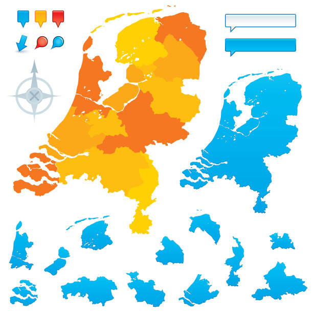 stockillustraties, clipart, cartoons en iconen met netherlands provinces vector map - groningen stad