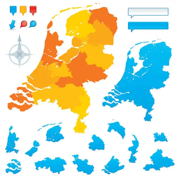 Vector illustration of Netherlands provinces vector map