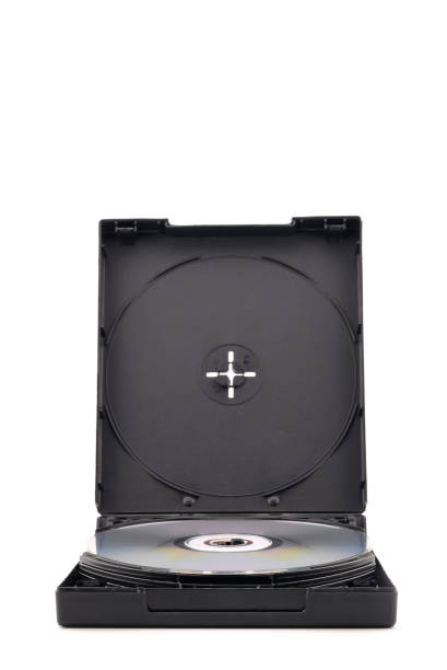 This is a 3D rendered illustration of a CD and DVD package with blueprint drawing