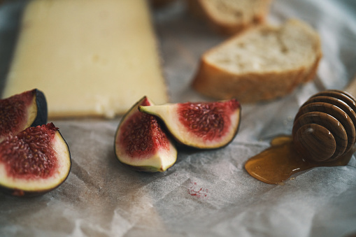 French Cheese Gruyere with fresh Figs