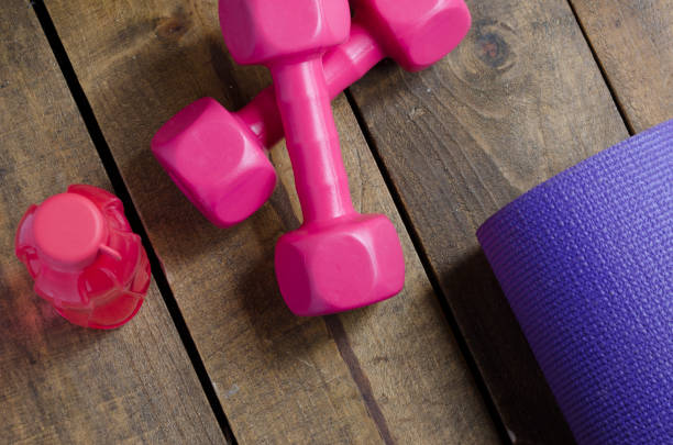 istock yoga mat with weights and water for exercise 1980922648