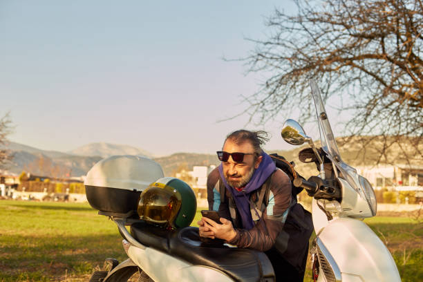 istock Break on the motorcycle tour, rest 1980942727