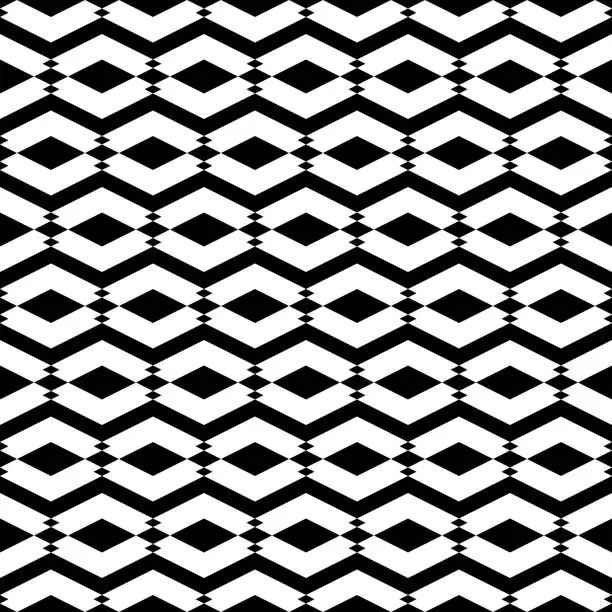 Vector illustration of Seamless pattern. Rhombuses, figures ornament. Ethnic motif. Diamonds, shapes wallpaper. Shapes background. Geometric backdrop. Digital paper, textile print, web design, abstract. Vector artwork
