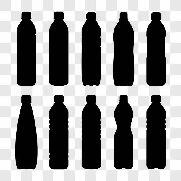 Vector illustration of drinking bottles and mineral water