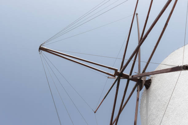 Windmill on Santorini island, Cyclades, Greece with clear sky