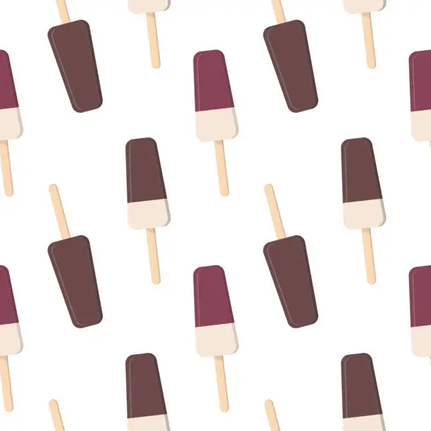 Vector illustration of Fruit and chocolate popsicle ice cream on a stick.