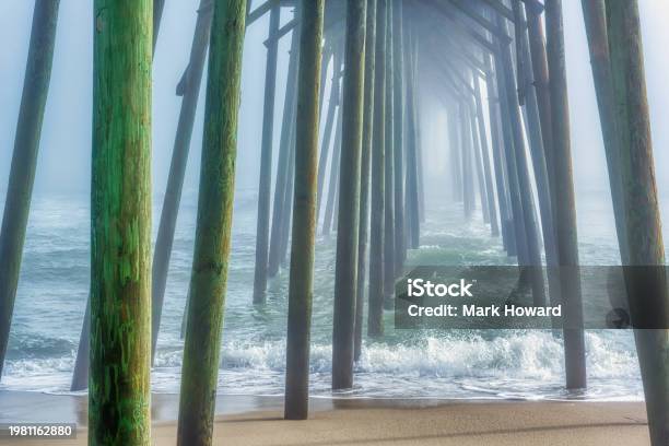 Kure Pier Foggy Ocean Waves Stock Photo - Download Image Now - HD Format, Photography, Alternative Therapy