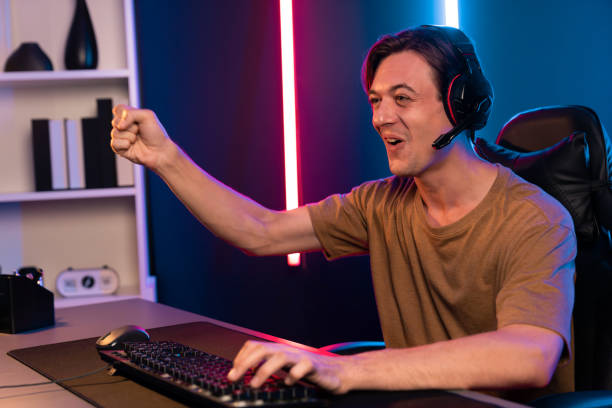 istock Host channel of smart streamer playing online game to be winner. Pecuniary. 1981177581
