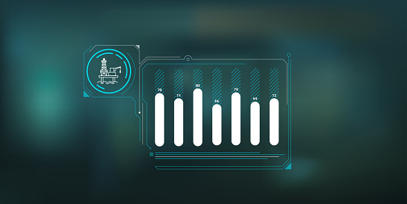 A small and simple infographic showing abstract price dynamics in the offshore oil and gas industry. Vector illustration.