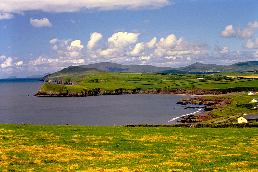 The Irish coast in 1995, on old film stock.