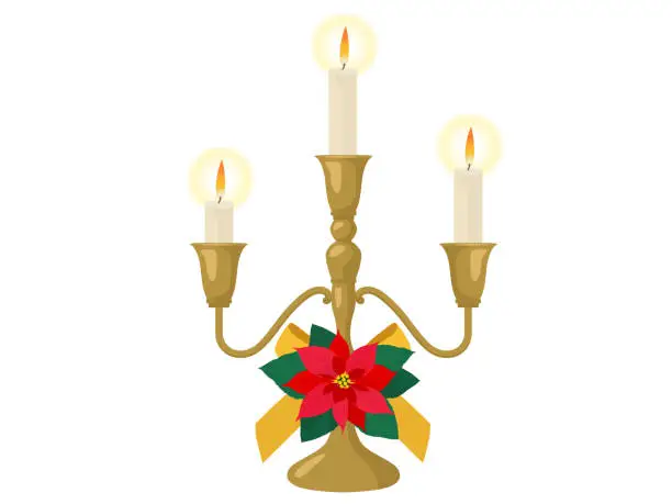 Vector illustration of christmas candle candlestick