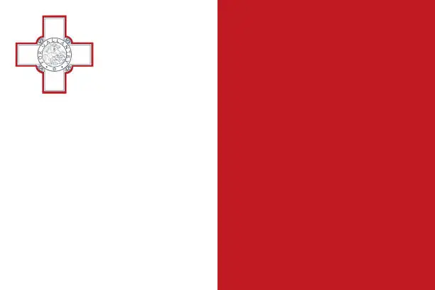 Vector illustration of Close-up of ensign of Southern European country of Malta.