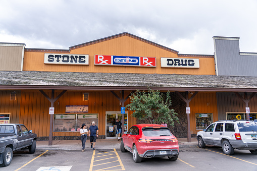 Jackson Wyoming - September 8 2023: Stone Drug Store Pharmacy and Convenience Store in Jackson Wyoming