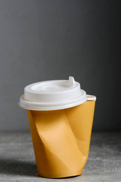 Crumpled paper cup for hot coffee and tea drinks.