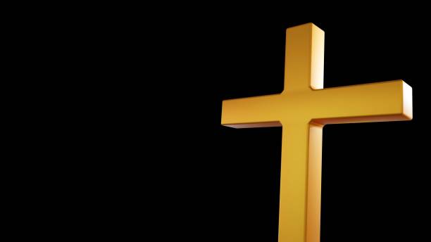 istock isolated gold Christianity cross symbol 1981445057