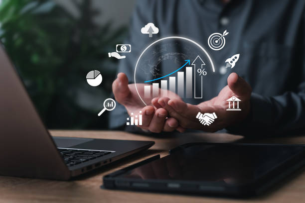 istock Business goal setting and target concept, Businessman plan financial analysis chart strategically, Global management network on social network, Financial, Banking, Business Growth Strategy 1981452316