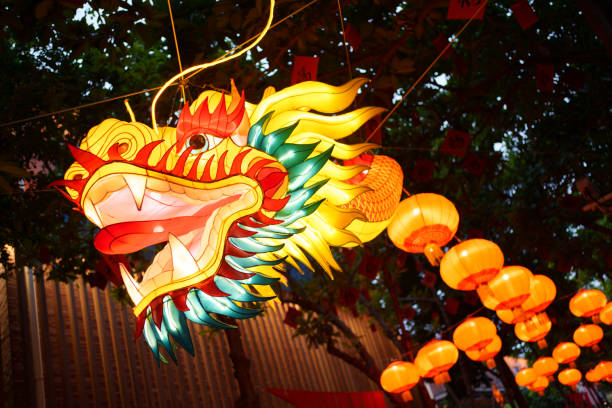 istock Chinese new year decorative dragon shaped lanterns 1981585031