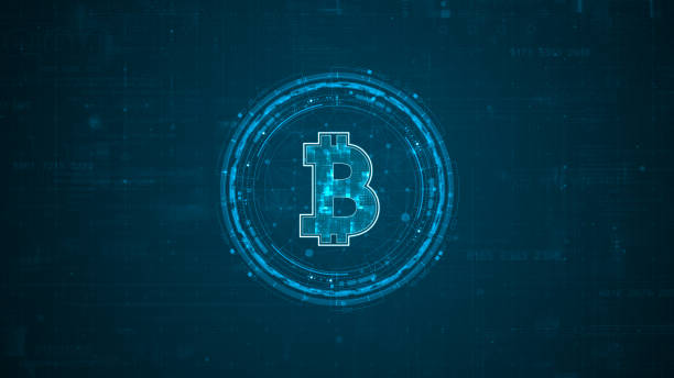 istock Blue digital money logo with rotation HUD UI circle technology interface and futuristic elements abstract background crypto currency finance and digital money concepts 1981628937