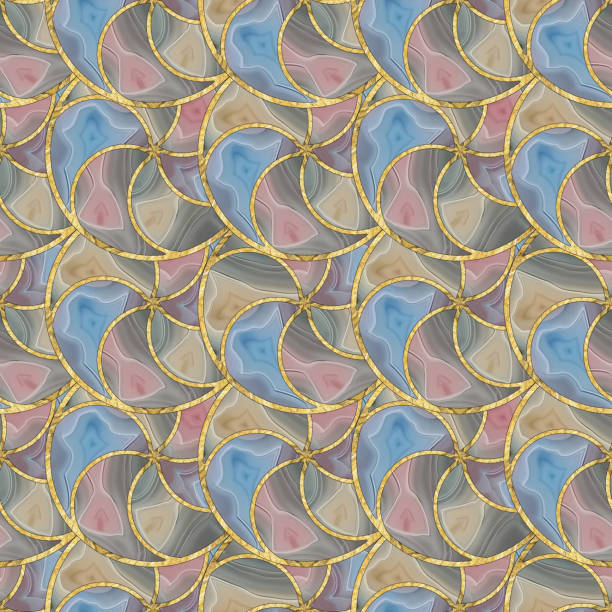 istock Tracery seamless pattern. Circle, segment. Mosaic, illustration in stained glass style. Seamless chaotic pattern for wallpapers, textile print, tile. Decorative lobule waves. Oriental pattern 1981647024