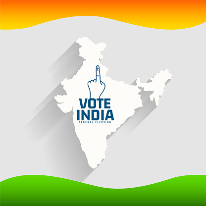 vote for indian general election background with india map design vector